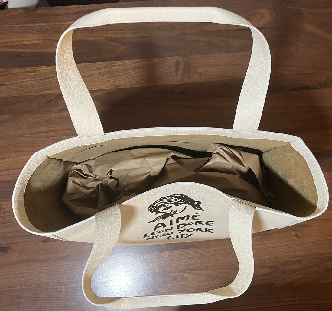 Aime Leon Dore Form Logo Printed Leather Tote Greek Lady Sculpture New York City