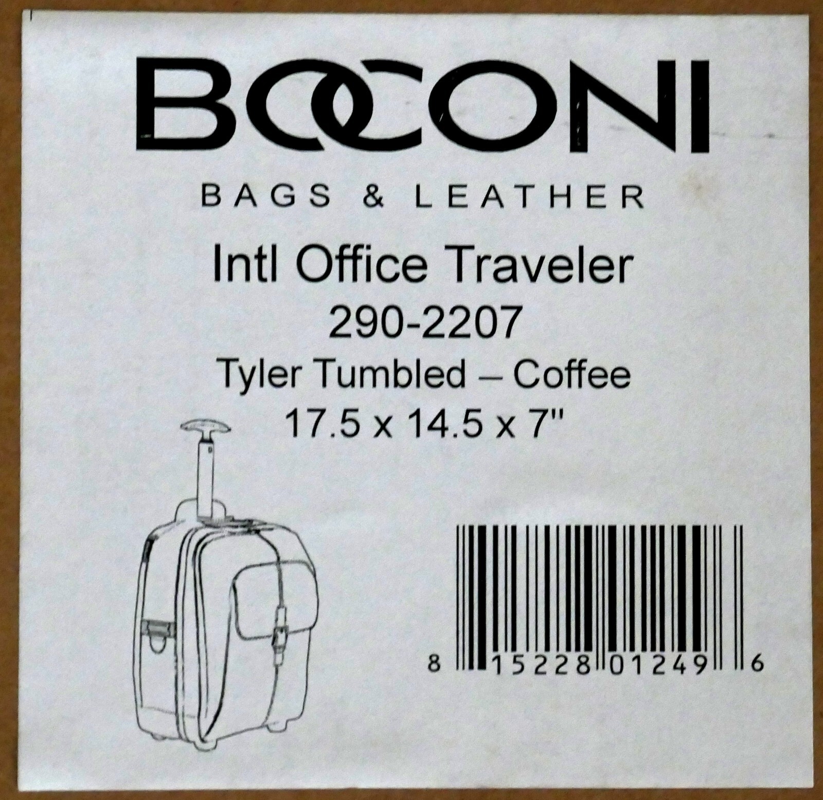 Boconi Tyler Tumbled Coffee Brown Leather Intl Office Traveler 290-2207