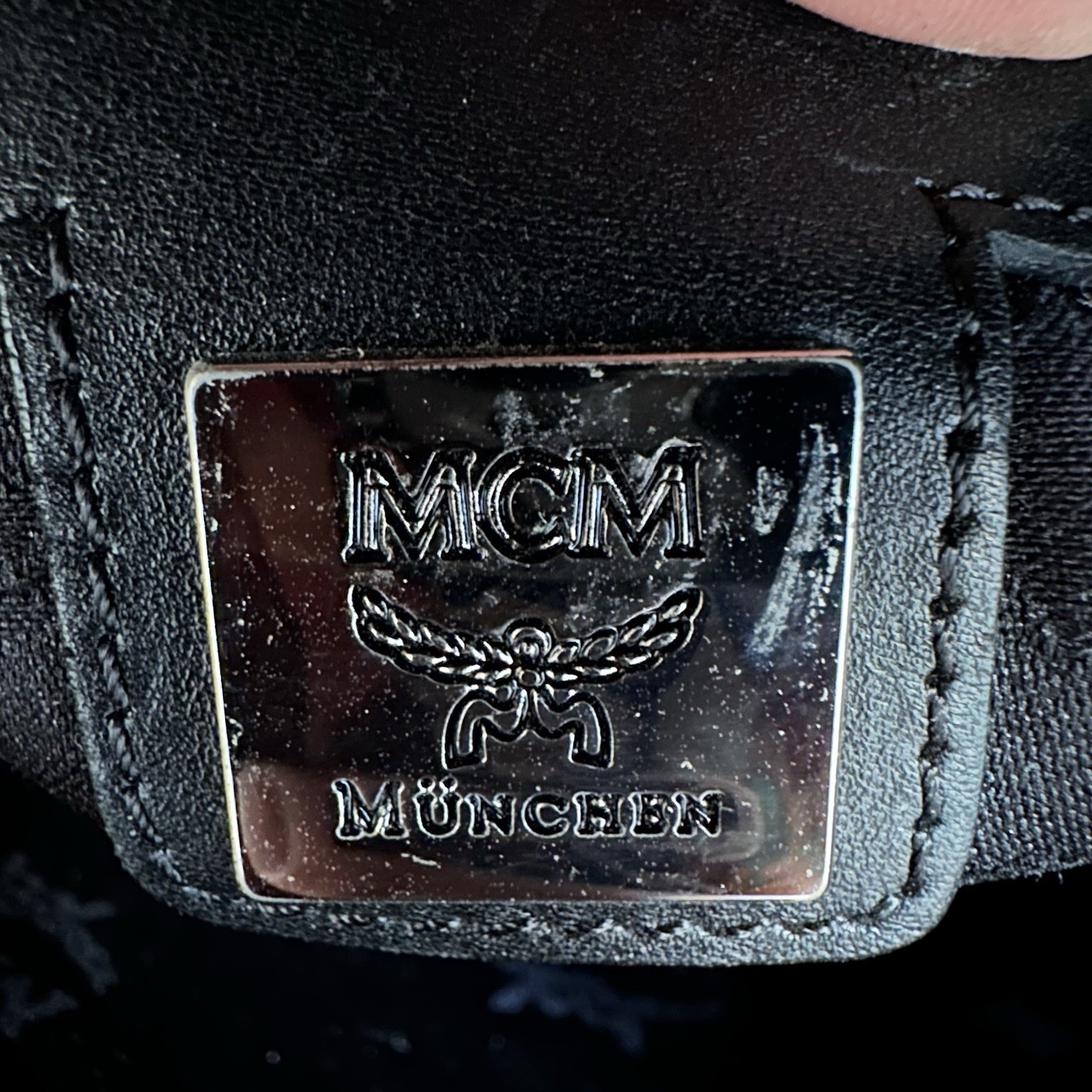MCM Business Bag Messenger Laptop Document Bag Black Shoulder Bag Logo Print