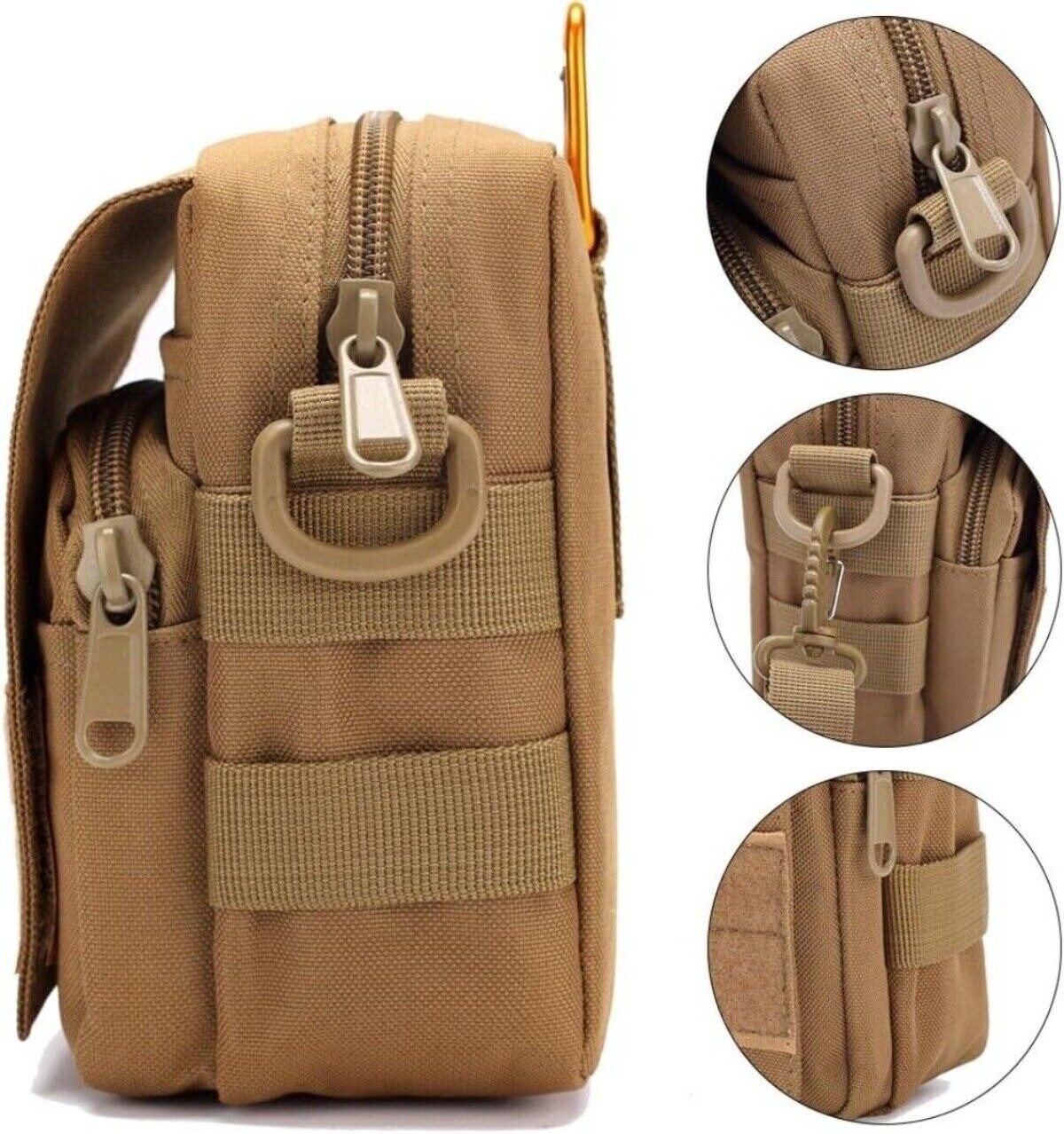 Tactical Molle Pouch Cell Phone Holster Bag Accessory Pouch Double-Zipper Pocket