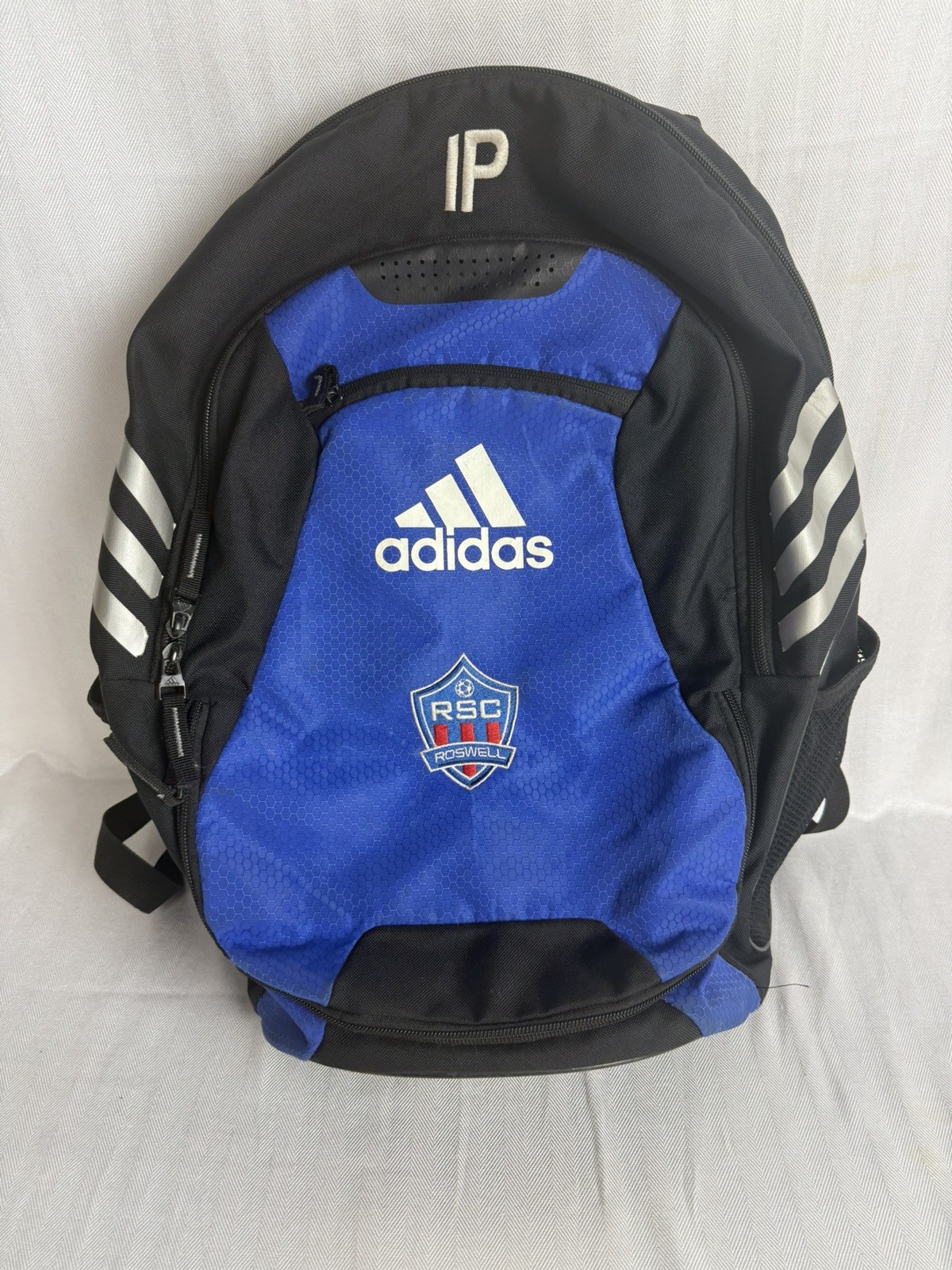 adidas Blue/Black 3-Stripes Backpack Zip, Medium, Adjustable Padded Straps