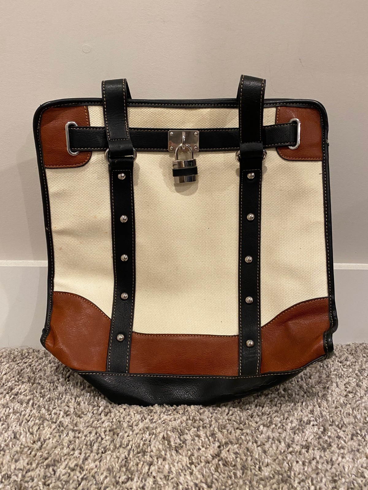 Metaphor Shoulder Bag Black/ White/ Brown Tote and Leather