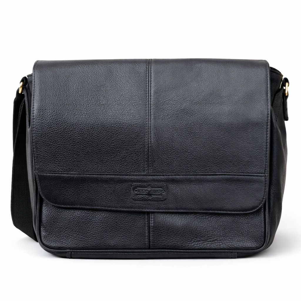 Cuero Guapo Handcrafted Genuine Leather Briefcase Black Messenger Laptop Bag New