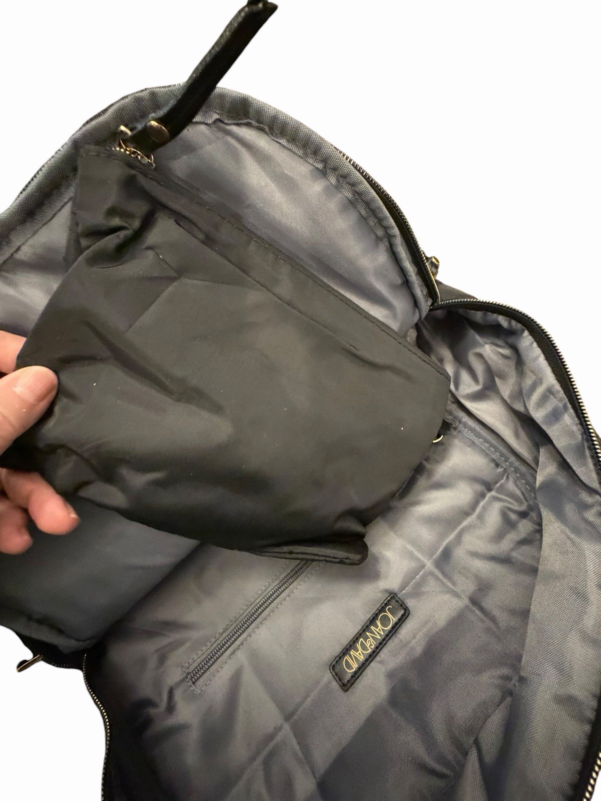 Joan & David 18″ Diamond Quilted Puffer Nylon Travel School Backpack $190 Black