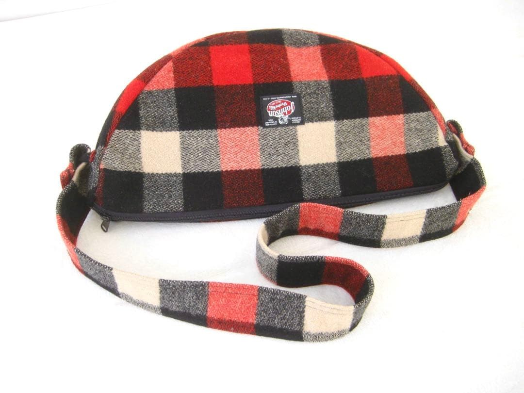 USA Johnson Woolen Mills Shoulder Bag Wool Check Pattern 42x22x18cm