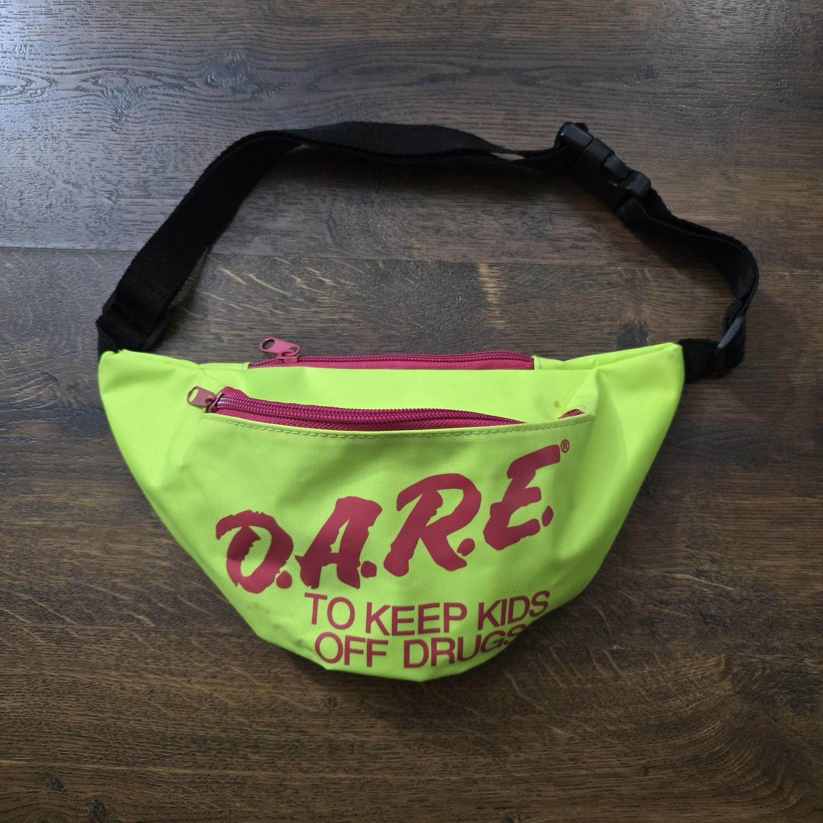 DARE Belt Bag Fanny Pack Yellow Neon 90s To Keep Kids Off Drugs festivals EDC