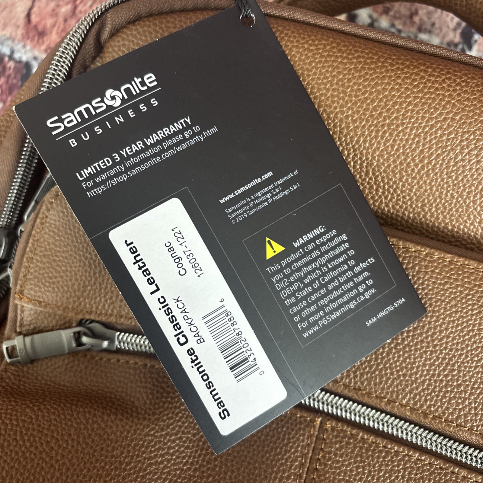 Samsonite Classic Leather Backpack, Cognac, One Size Leather Backpack