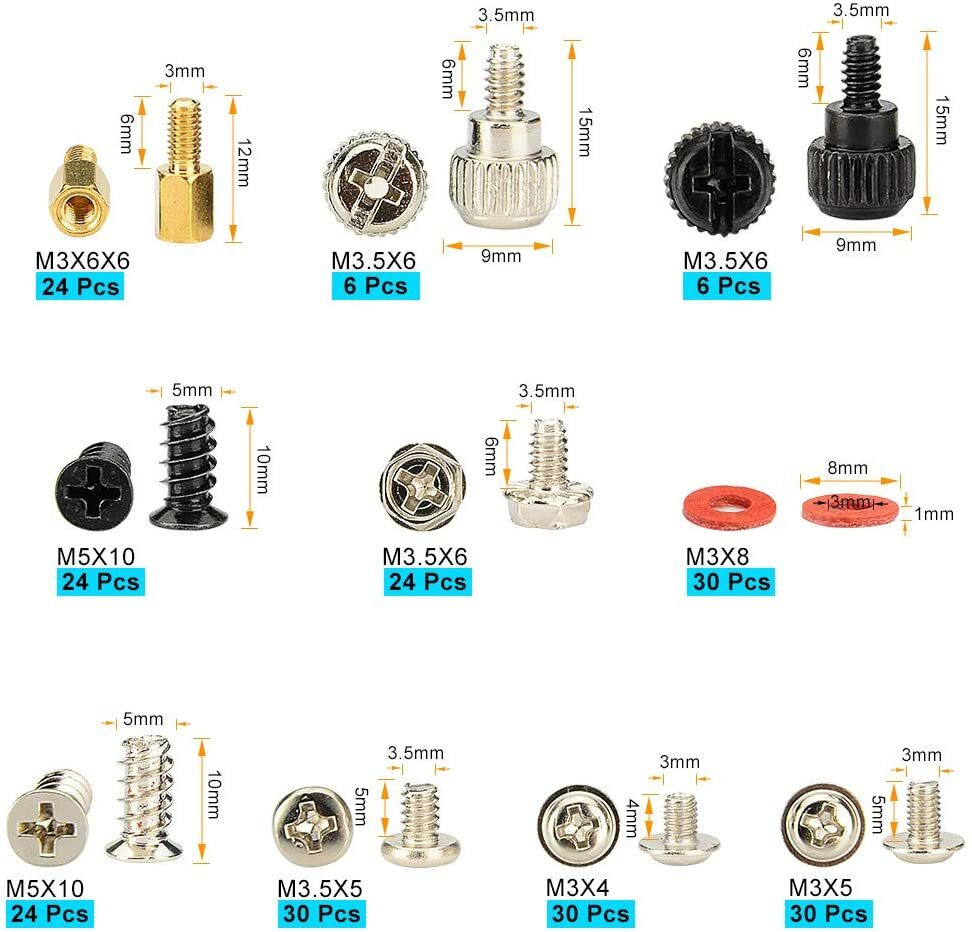 ASIV 228pcs Kit de vis pour châssis d’ordinateur ventilateur de lecteur