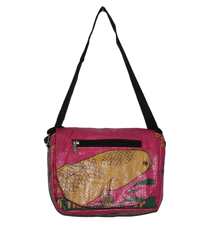 Recycled Fish Feed Shoulder Bag Handmade in Cambodia Fair Trade