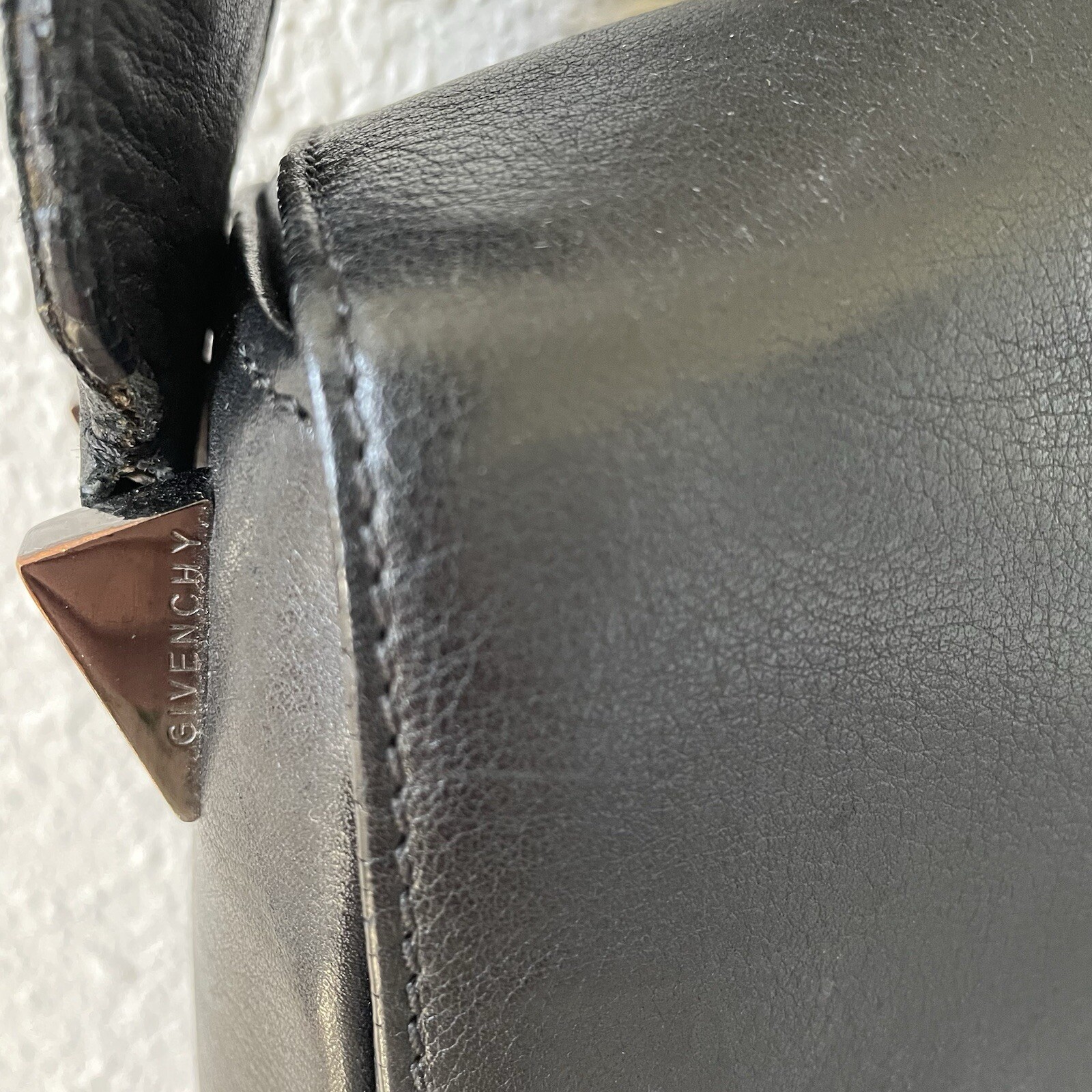 Givenchy Cowhide Leather Messenger Bag Black Designer Office AS IS DAMAGED READ