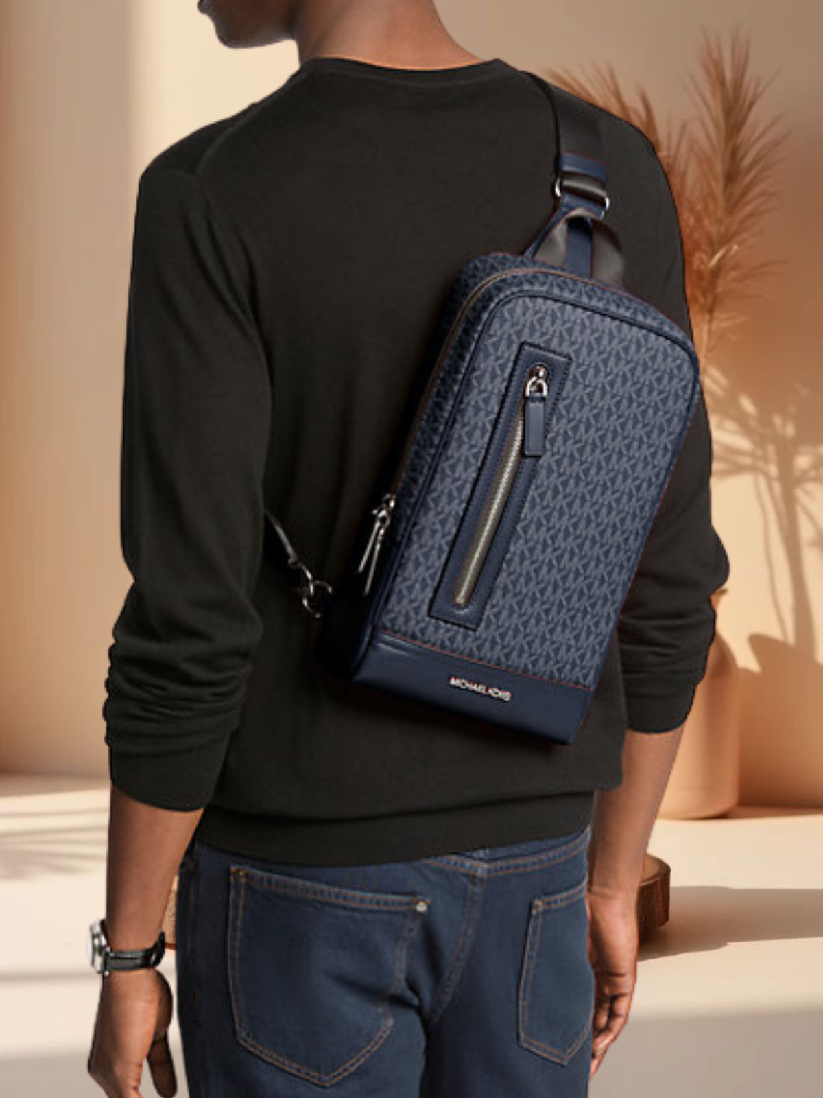 Michael Kors Cooper Men’s MK Logo A Line Sling Pack Bag Crossbody Variation