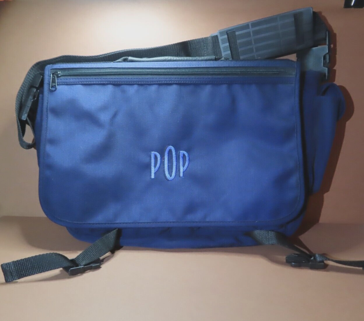 Vintage Golden Fleece Designs Canvas Shoulder Travel Bag Navy Blue