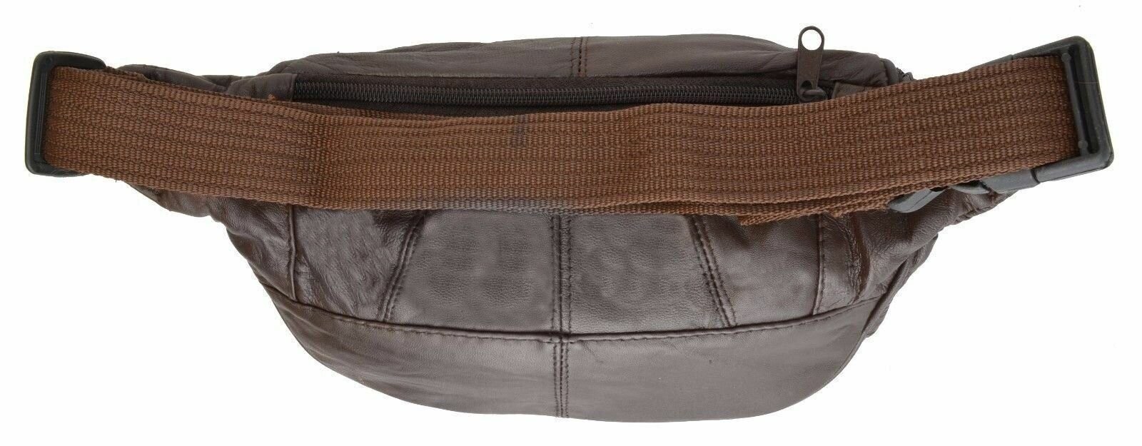 New Brown Leather Waist Fanny Pack Belt Bag Pouch Travel Hip Purse Men Women 005