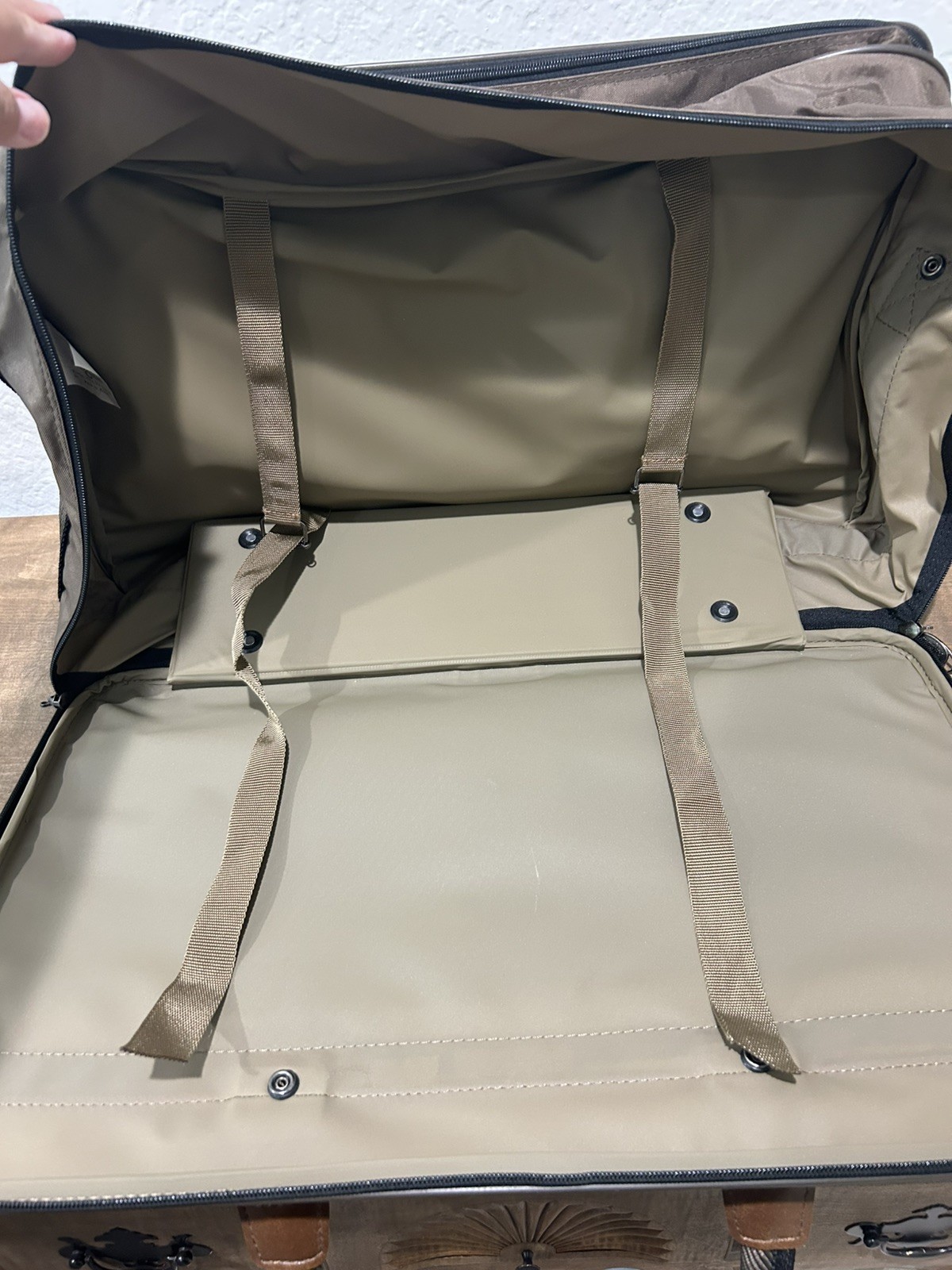 Atlantic Men’s Messenger Briefcase Bag Tan Canvas/ Brown Leather
