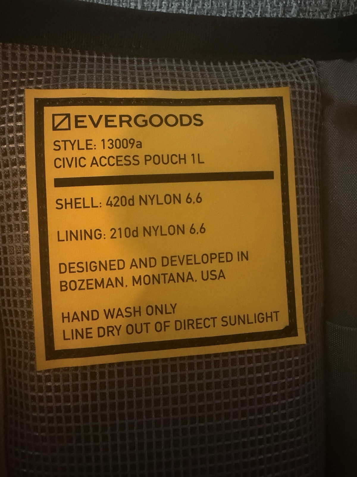 EVERGOODS CAP1 CIVIC ACCESS POUCH 1L Expedition Yellow Organizer Pouch Compact