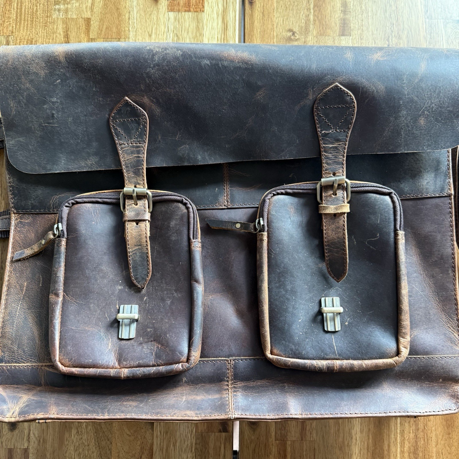 Denver Leather Craft Potter Messenger Briefcase Bag Sz M Top Grain Buffalo NWOT