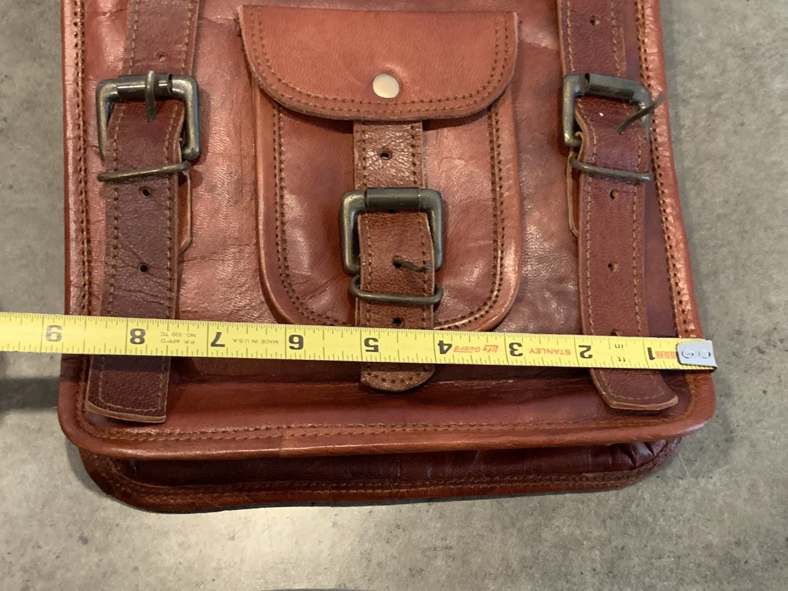 Leather Satchel Cross Body Shoulder Strap Top Handle Canvas Lined Durability EUC