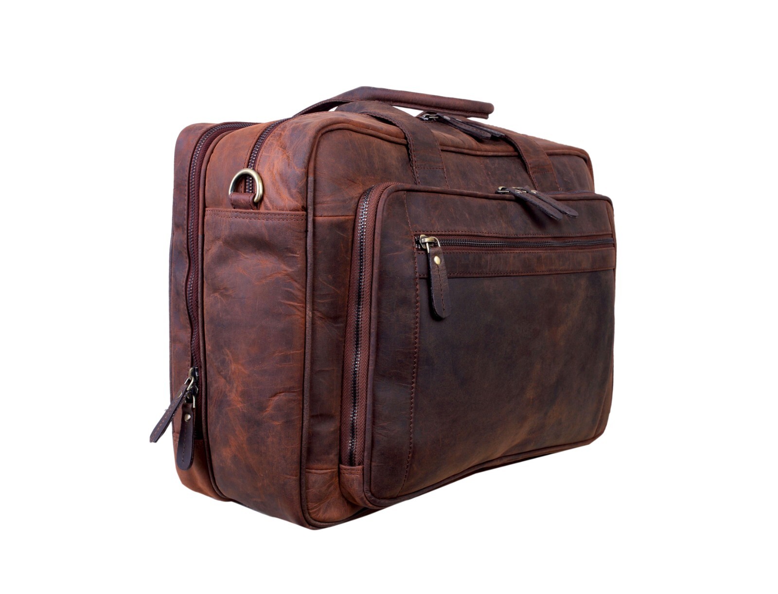 Classic Buff Leather Laptop Bag – Handmade Office Satchel, Brown