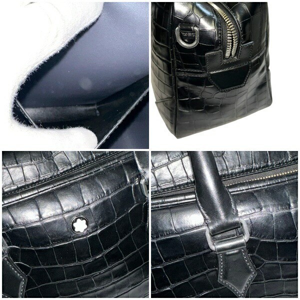 Montblanc Duffle Bag Handbag Leather Black 35x22x16cm pre-owned