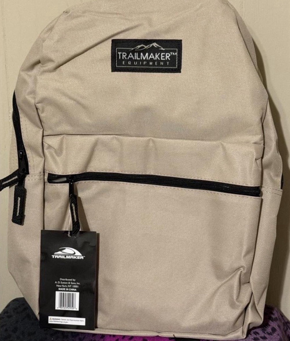 Trailmaker Large Beige Backpack Zip Closure Adjustable Straps Pockets Travel