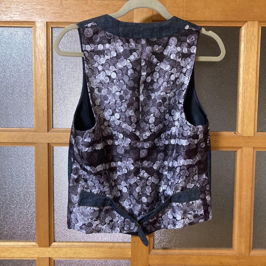 Paul Smith Denim Vest Coin Pattern Back Belt
