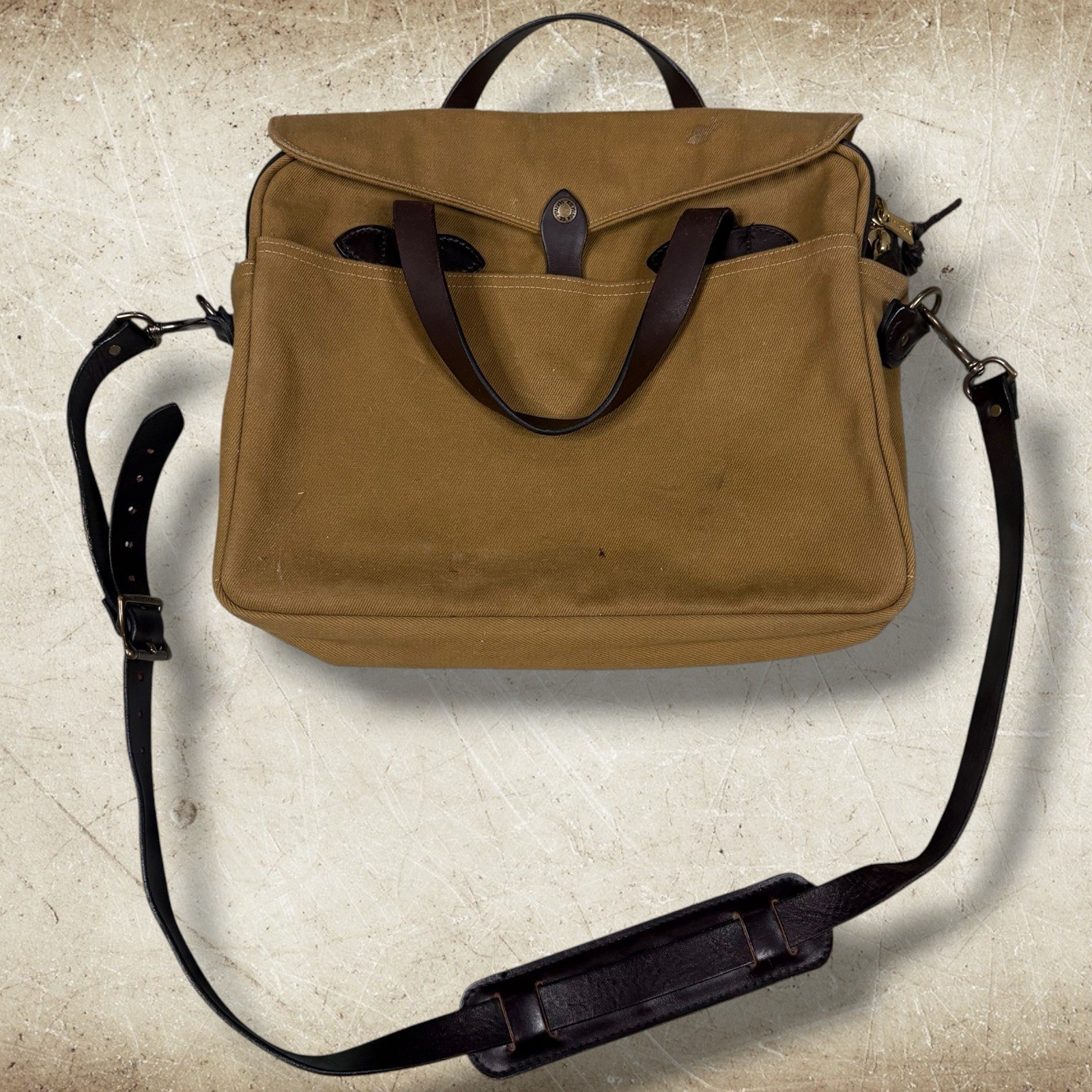 CC Filson 257 Brown Twill Briefcase/Messenger Bag USA Made Rugged Canvas Outdoor