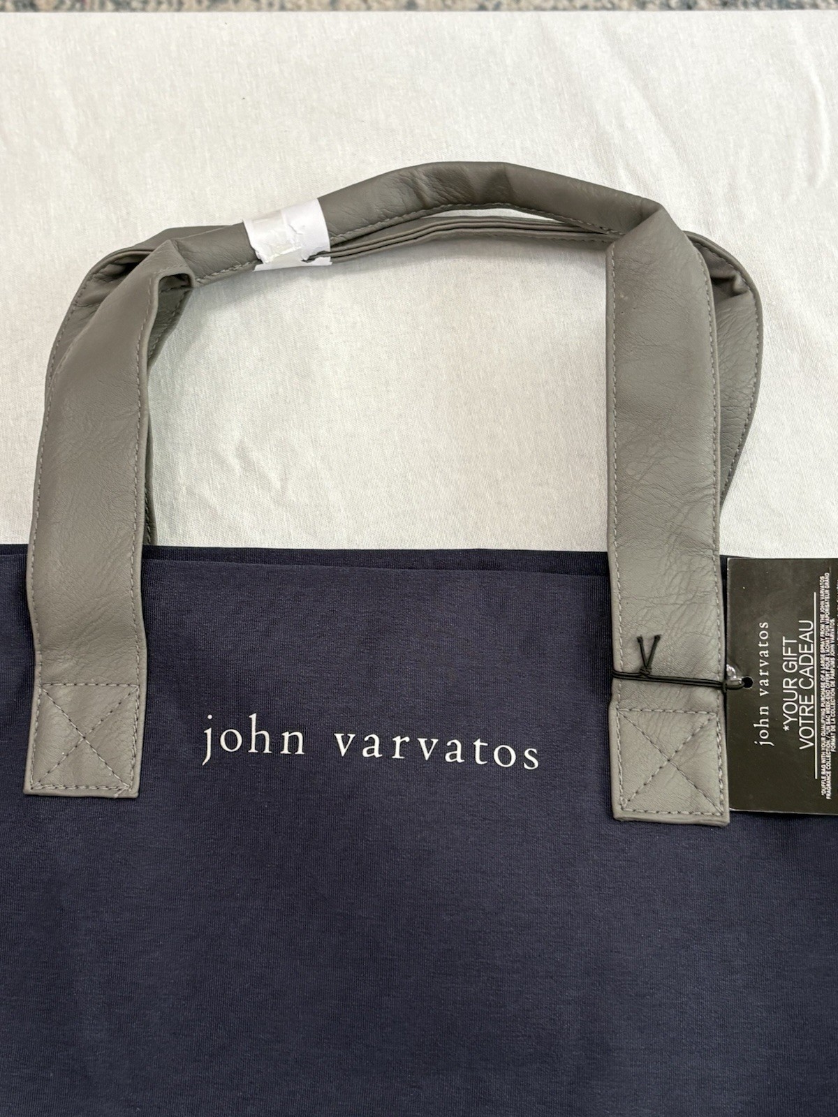 John Varvatos Navy Gray Large Duffle Bag for Men Double Handles