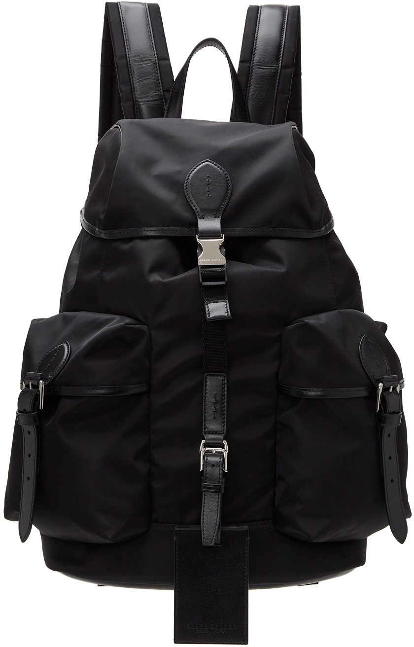 Ralph Lauren Purple Label Black Nylon Leather Twill Backpack New RRP £1,695 UK