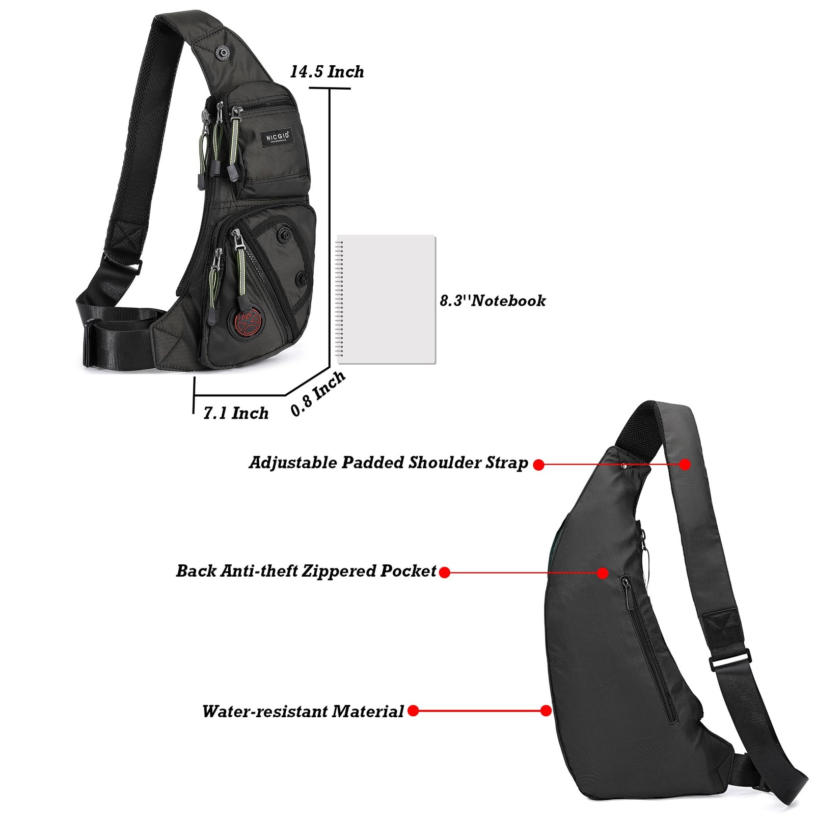 Sling Bag Chest Shoulder Backpack Crossbody Bags Casual Daypack for Men Women