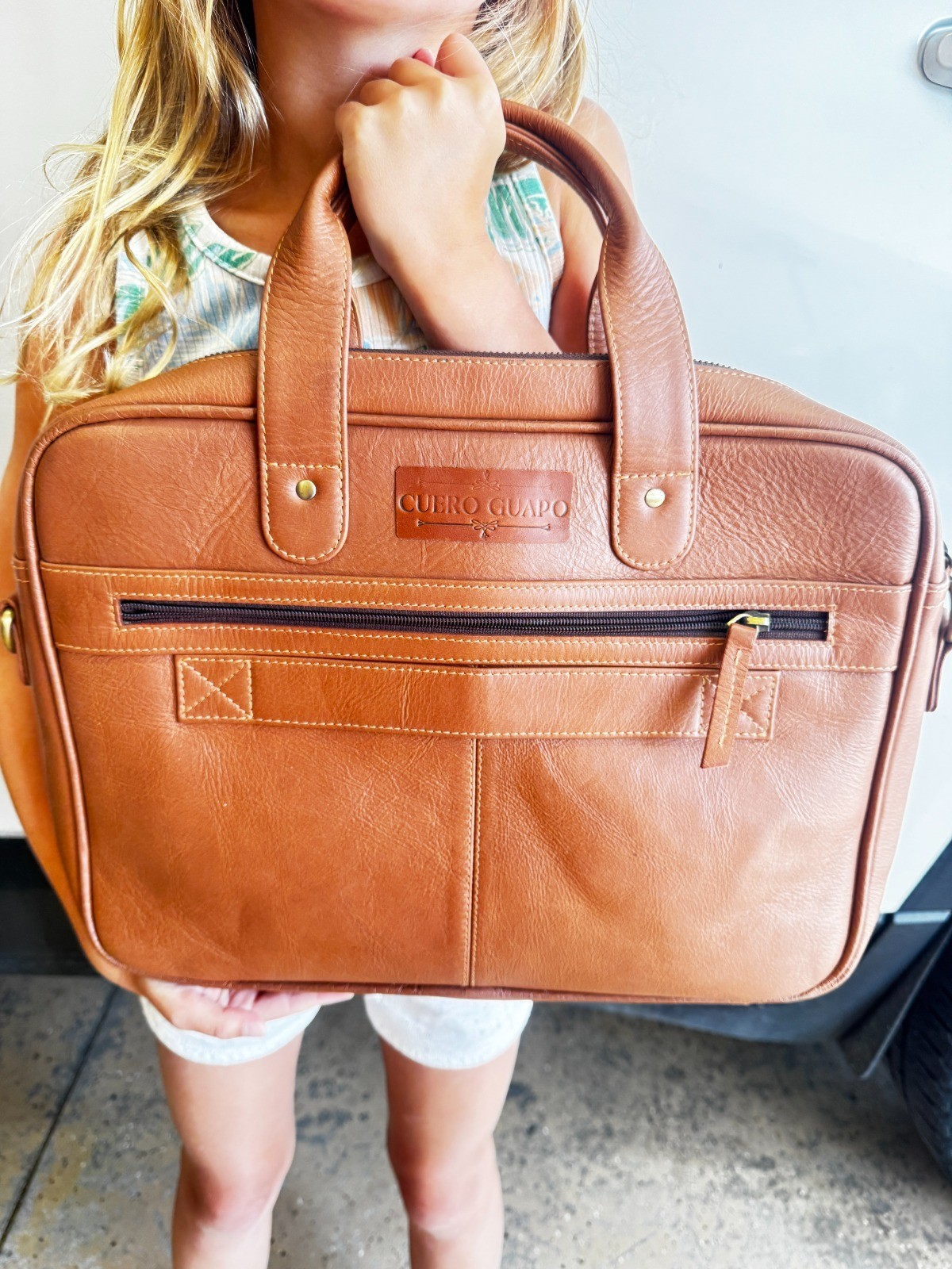 Cuero Guapo Leather Laptop Briefcase Messenger Bag Business Office Travel Brown