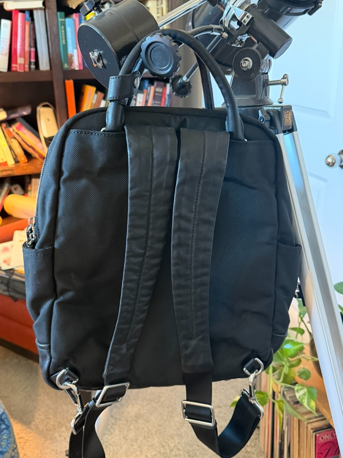 Tumi Backpack Briefcase Ballistic Nylon and Leather Black Used
