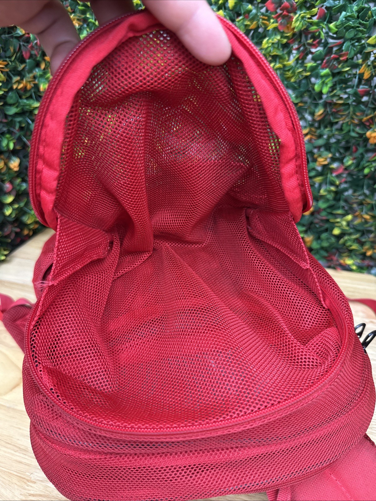 Nike Brasilia Mesh Backpack Color Sports Training Bag Swoosh BA6050-657 Red USED