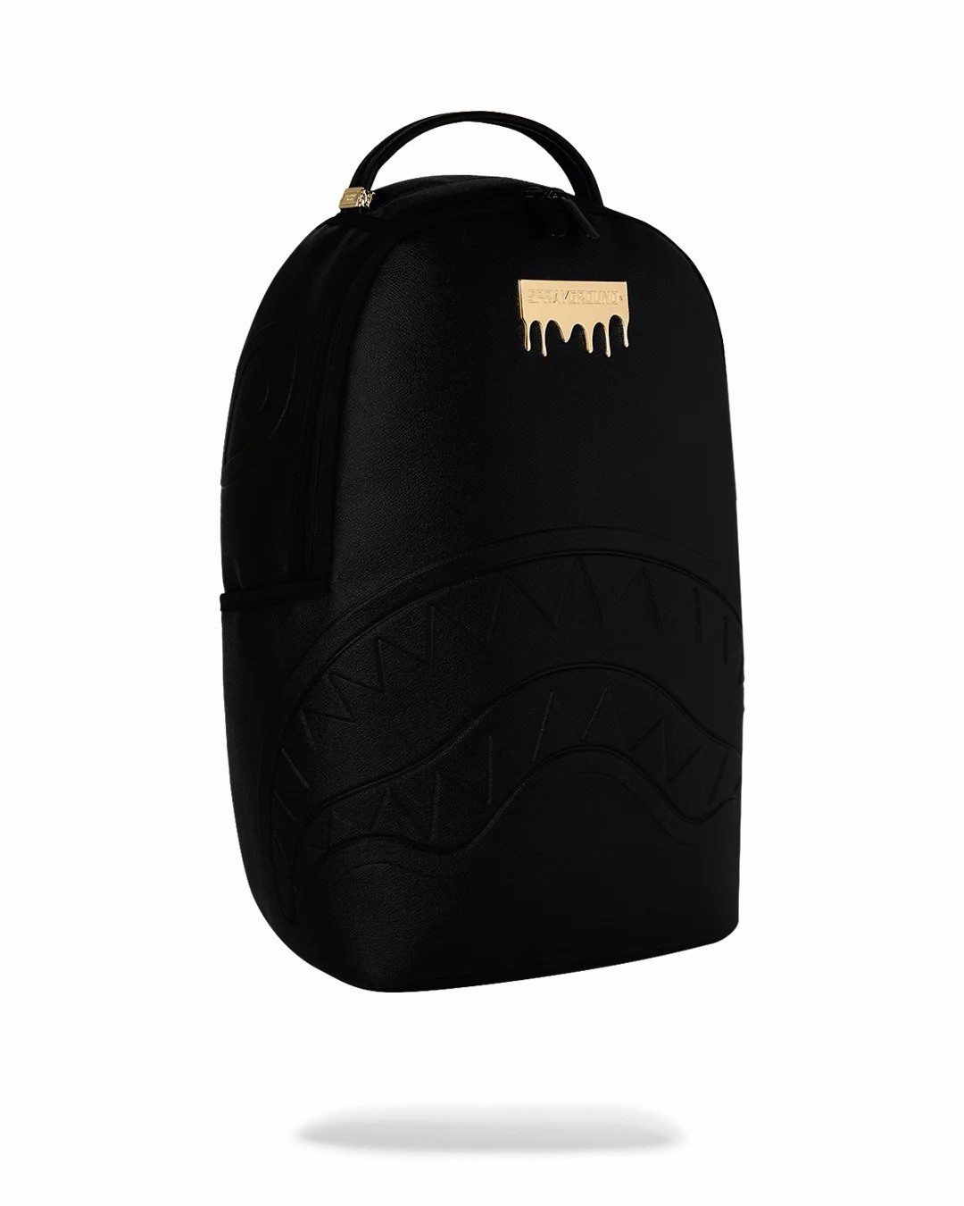 SPRAYGROUND LIMITED EDITION BACKPACK GOLD DRIP LOGO METALLIC BLACK FAUX LEATHER
