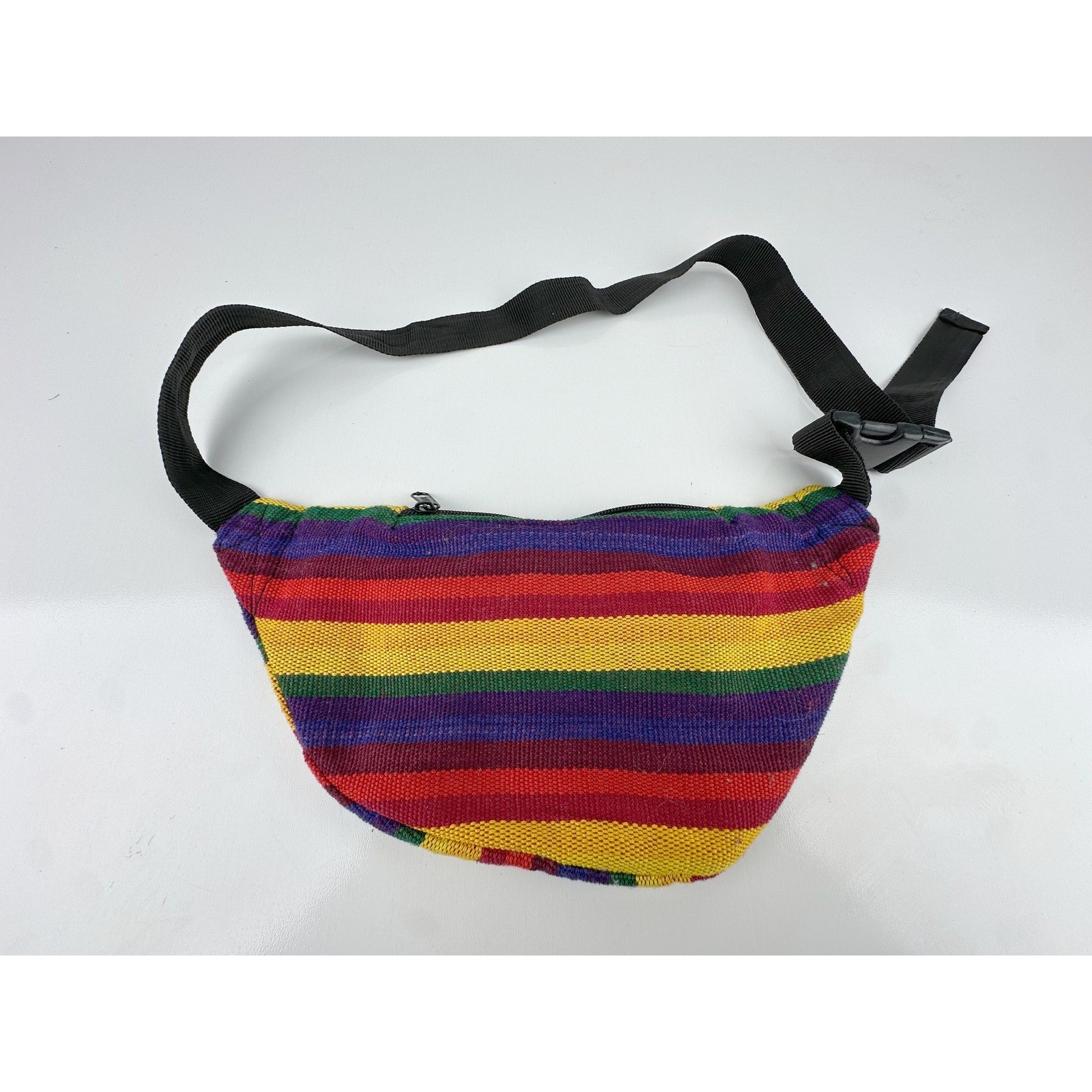 Multicolor Rainbow Striped Cotton Fanny Pack Waist Bag Boho Hippie Rasta Pack