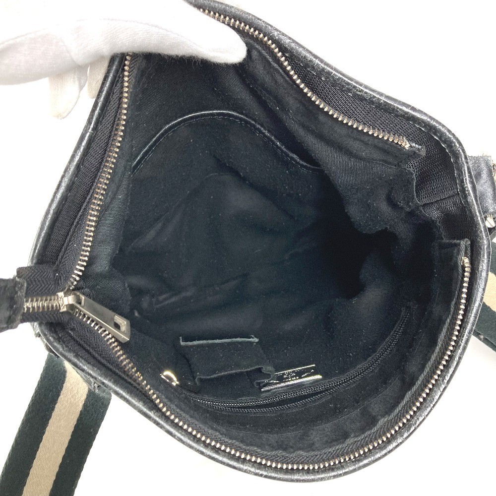 BALLY logo Bag Crossbody Pochette Shoulder Bag Leather/Canvas Black