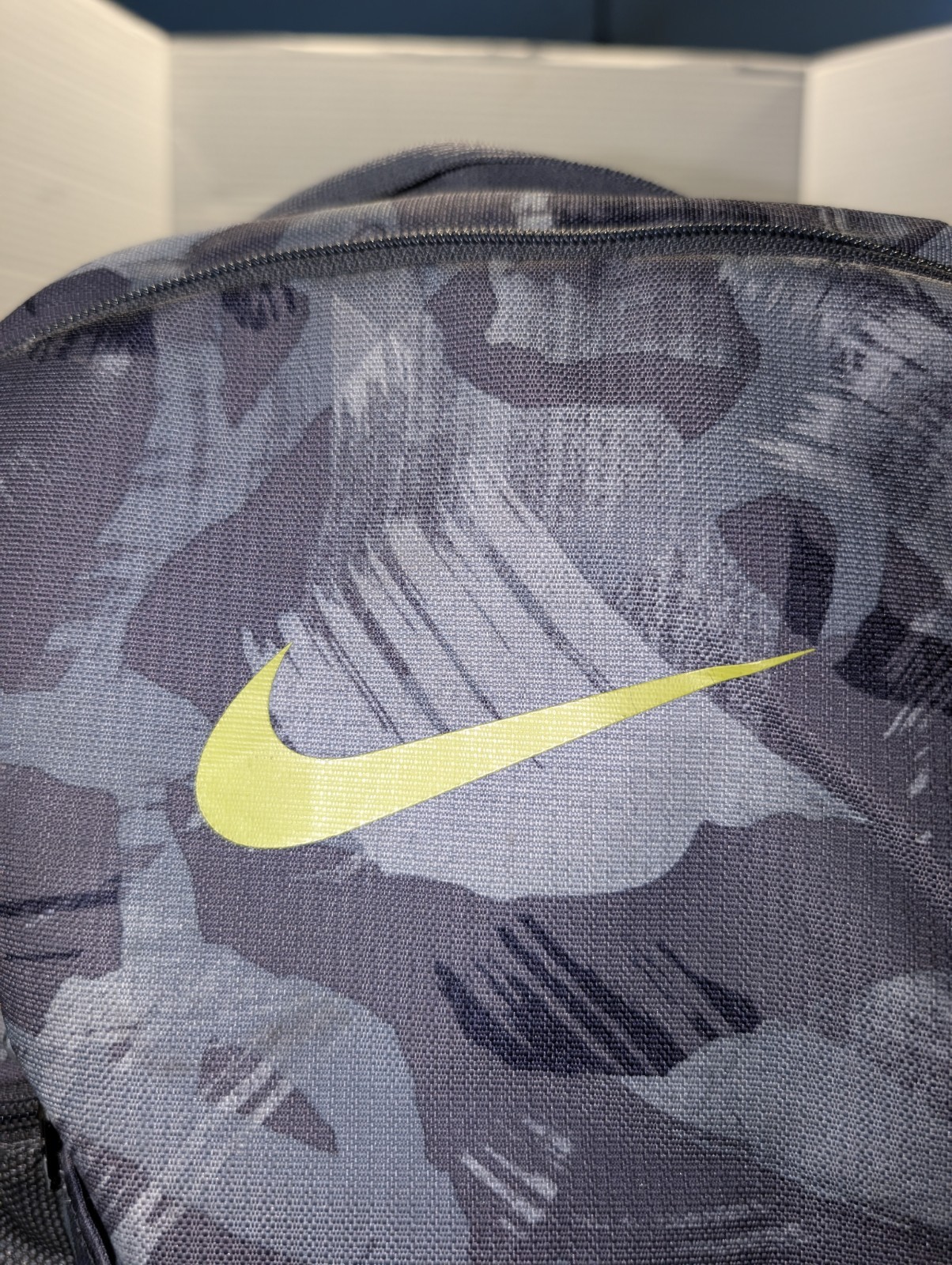 NIKE Brasilia Medium Backpack In Gray & Green Colors Green Swoosh Excellent Cond