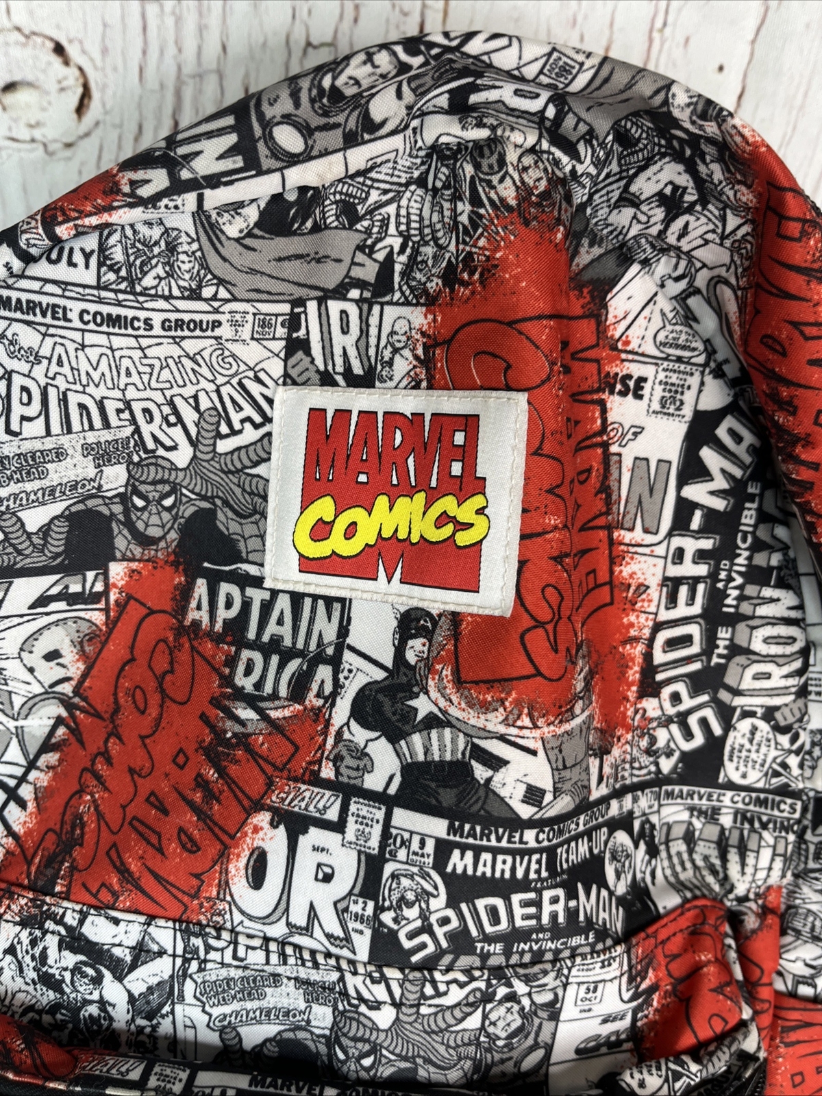 MARVEL COMIC BOOK BLACK & WHITE COVERS BACKPACK Spider-Man, Iron Man, Thor