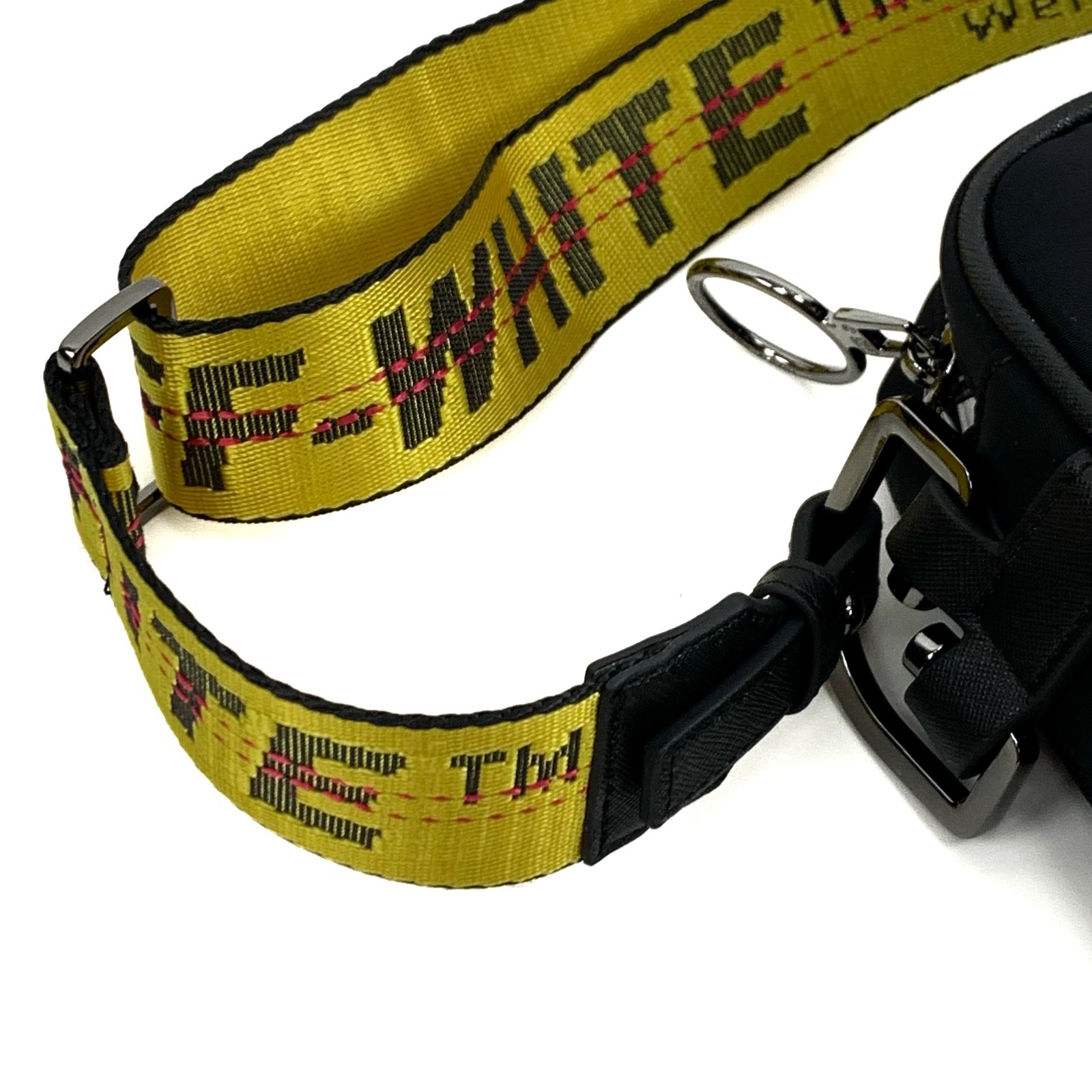 Off-White Small Logo Print Nylon Zipped Messenger Crossbody Bag Black