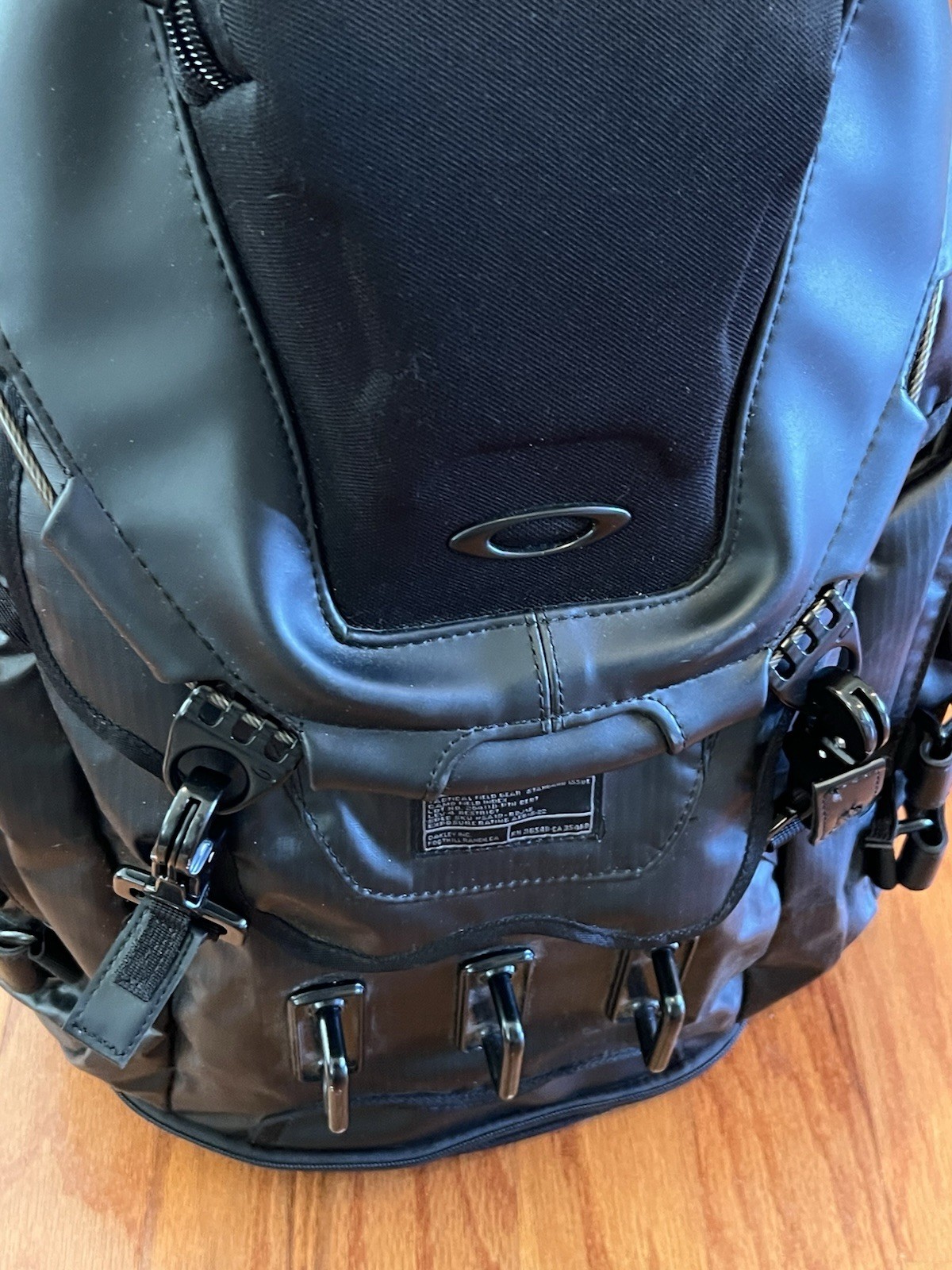 Oakley Kitchen Sink LX Designer Backpack Shiny Stealth Black Military Bag Luxury