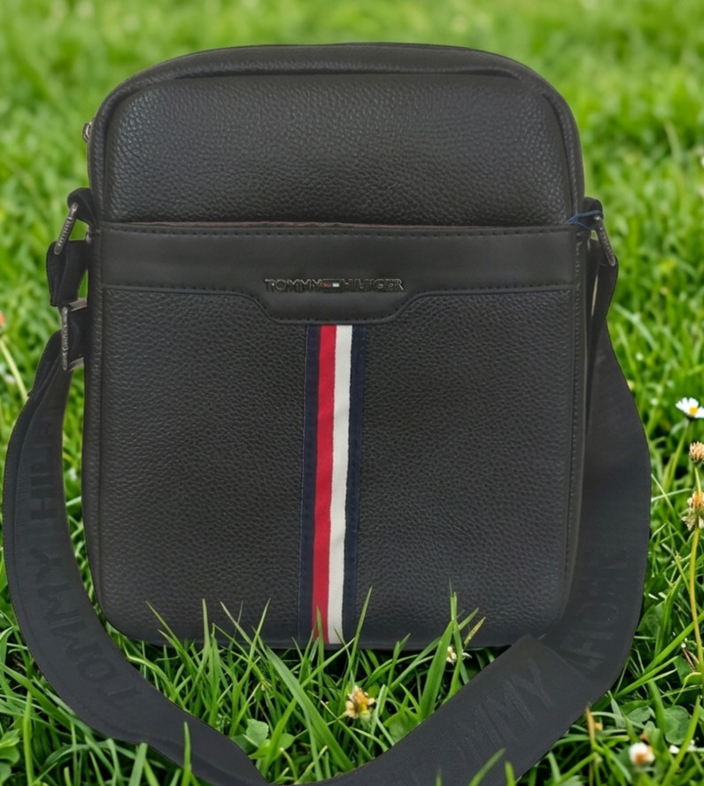 Tommy Hilfiger Black Crossbody Shoulder Bag For Men / Adjustable Strap
