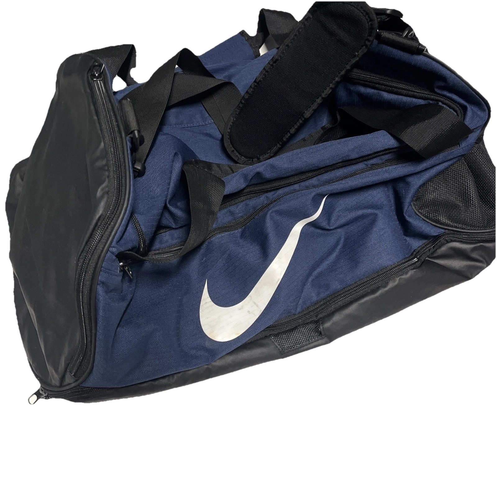 Vintage Nike Navy Blue Swoosh Athleisure Athletic Gym Travel Men’s Duffle Bag