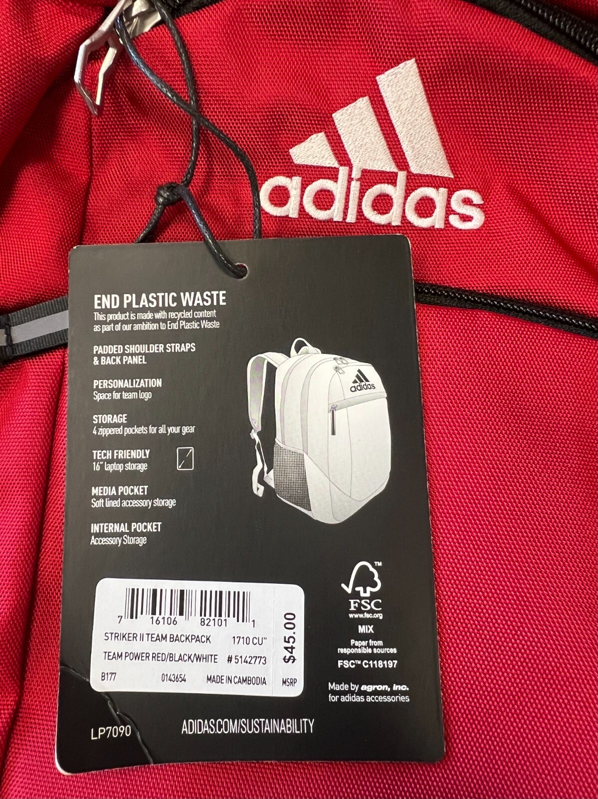 adidas Striker II Backpack Red/Black