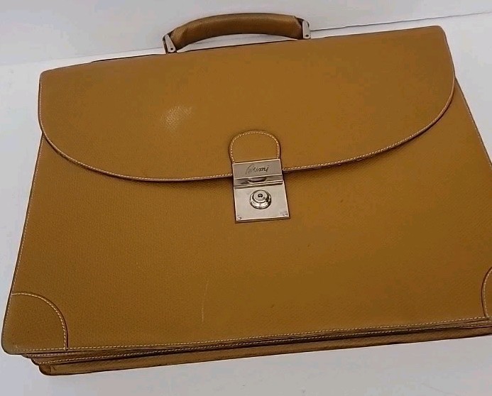 Brioni Light Brown Leather Briefcase/Document Case