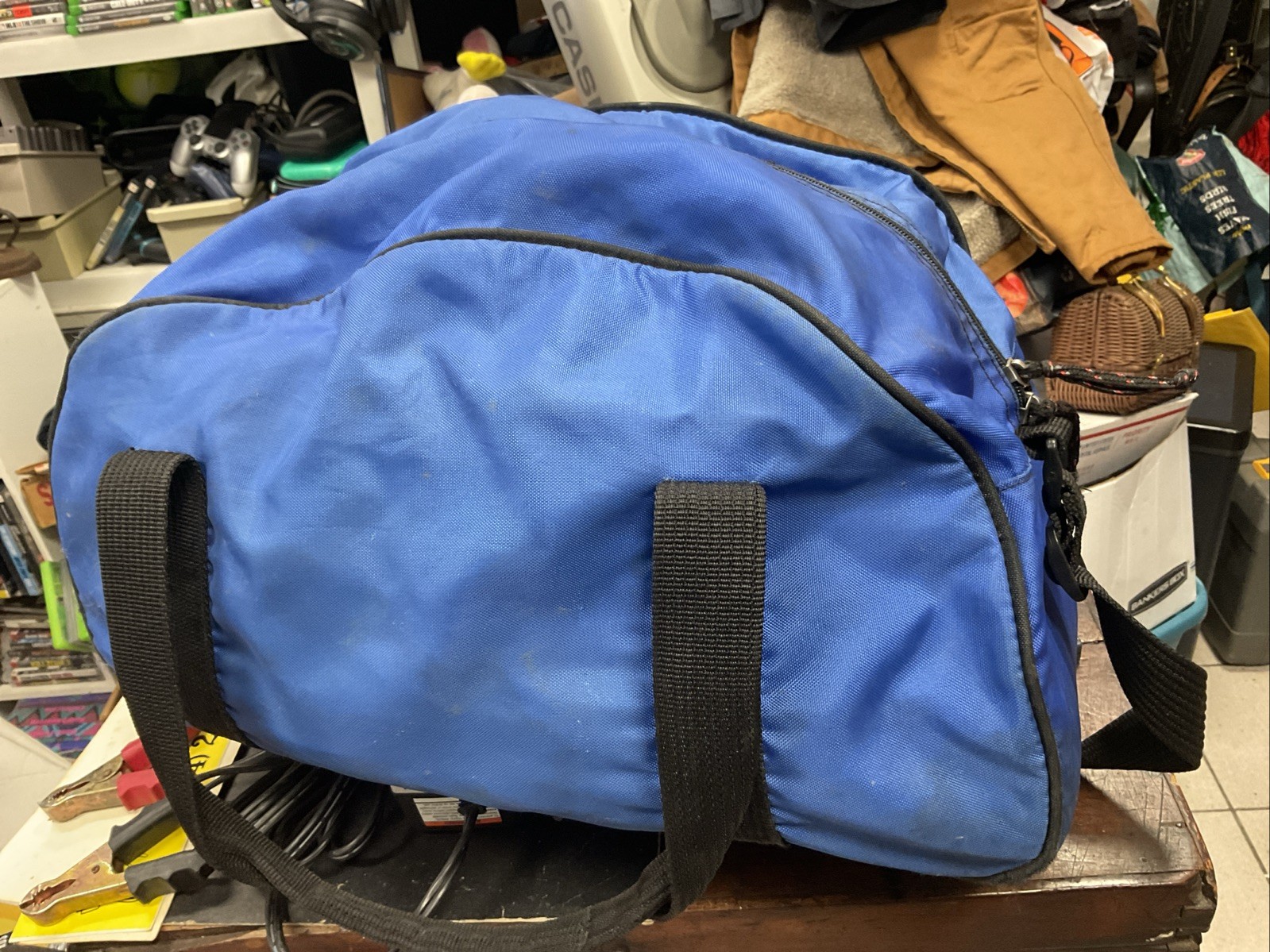VTG Nike 90s Blue Black Gym Bag Athletic Performance Nylon Made in Korea Retro