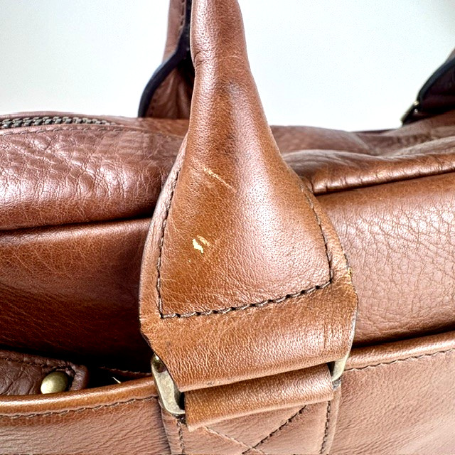 Tecovas Bourbon Brown Leather Briefcase Laptop Travel Bag w/ Shoulder Strap