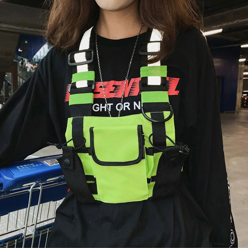 Functional Tactical Chest Bag For Men Fashion Bullet Hip Hop Vest Streetwear Bag