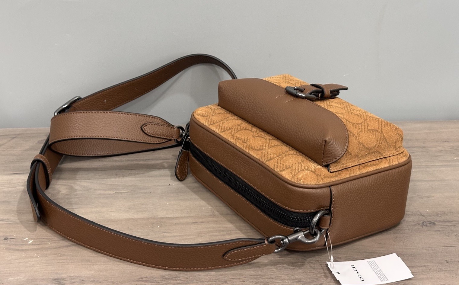 COACH CCG08 Warner Crossbody Bag In Signature Suede & Refined Pebble Leather