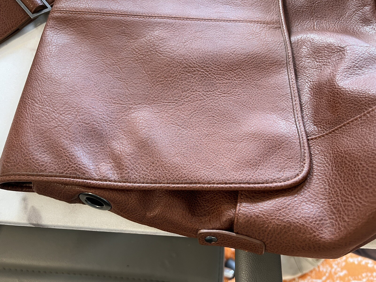 MICHE Distressed Leather Brown Postal Messenger Bag Laptop Briefcase Saddlebag