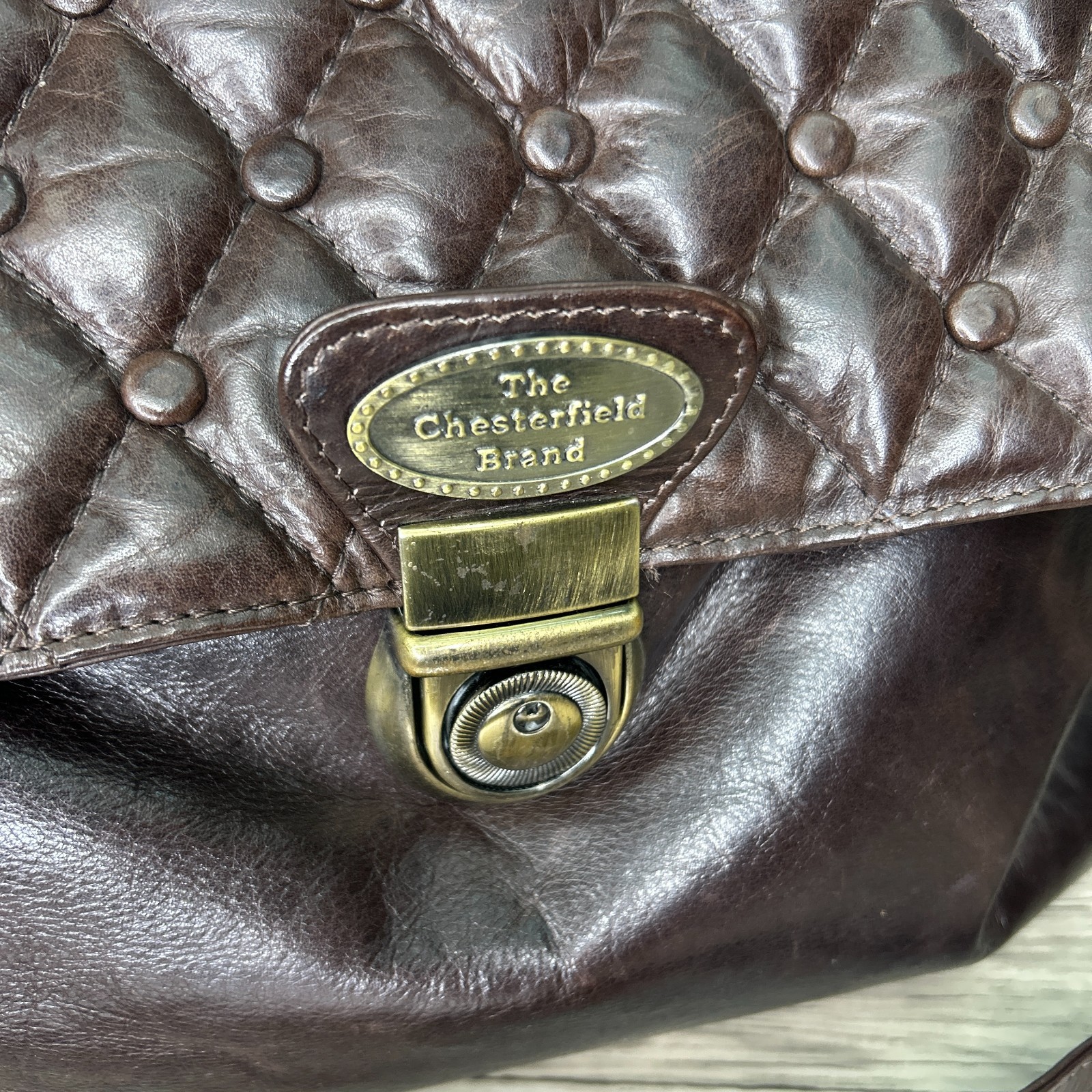 The Chesterfield Brand Brown Leather Messenger Satchel Bag Boho Quilted