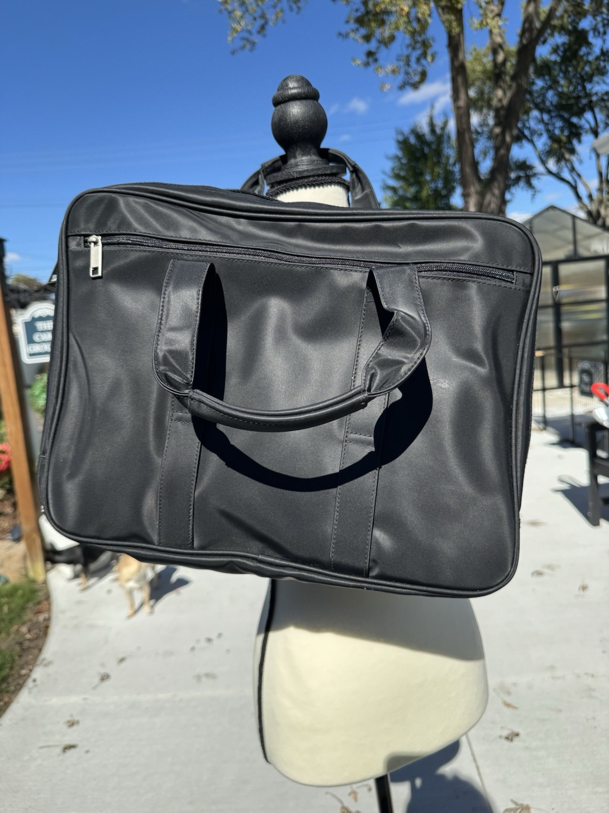 Heritage Leather Goods black microfiber PVC portfolio briefcase
